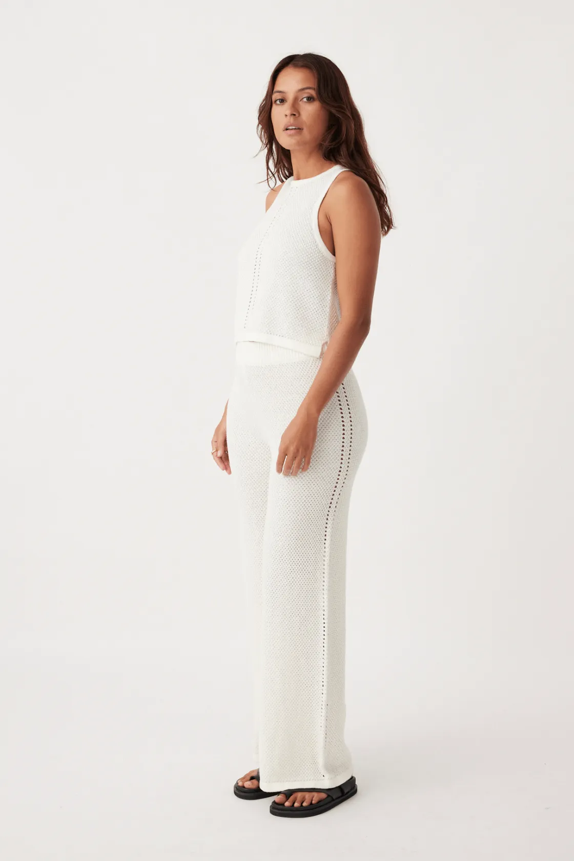 Sloane Organic Cotton Linen Wide-Leg Pant - Cream