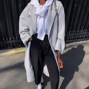 Solid Color Long-Sleeved Casual Loose All-Match Long Windbreaker Jacket Wholesale Women Top