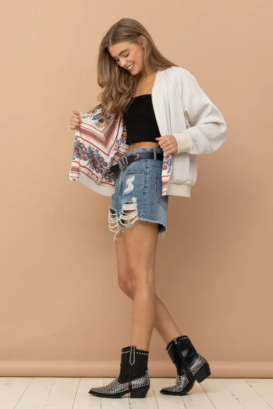 Stake Out Reversible Satin Paisley Bomber Jacket