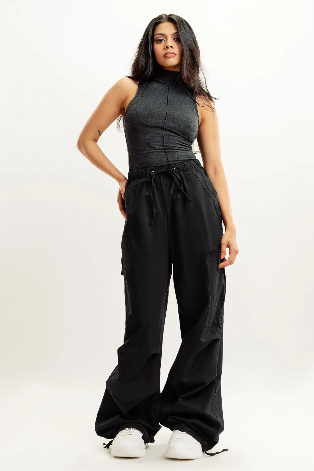Stone Black Parachute Pant
