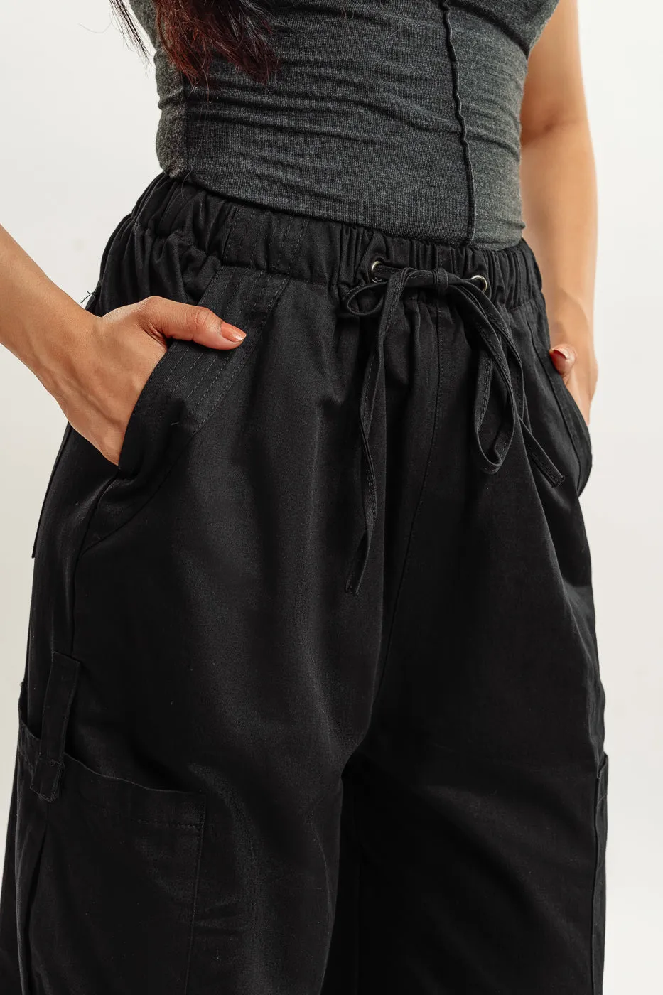 Stone Black Parachute Pant