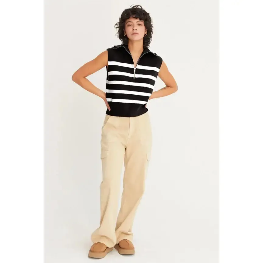 STRIPE 1/4 ZIP SWEATER VEST