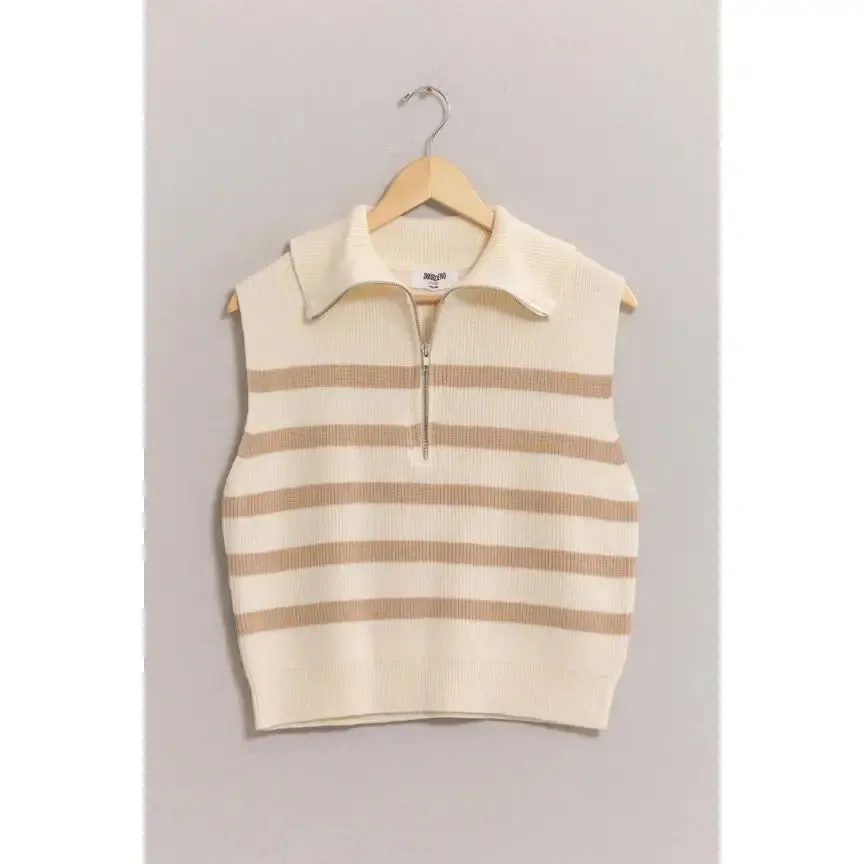STRIPE 1/4 ZIP SWEATER VEST