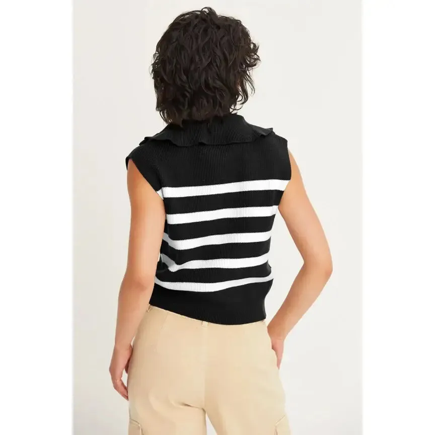STRIPE 1/4 ZIP SWEATER VEST