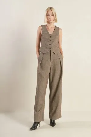 Tailored Woolen Herringbone Pants