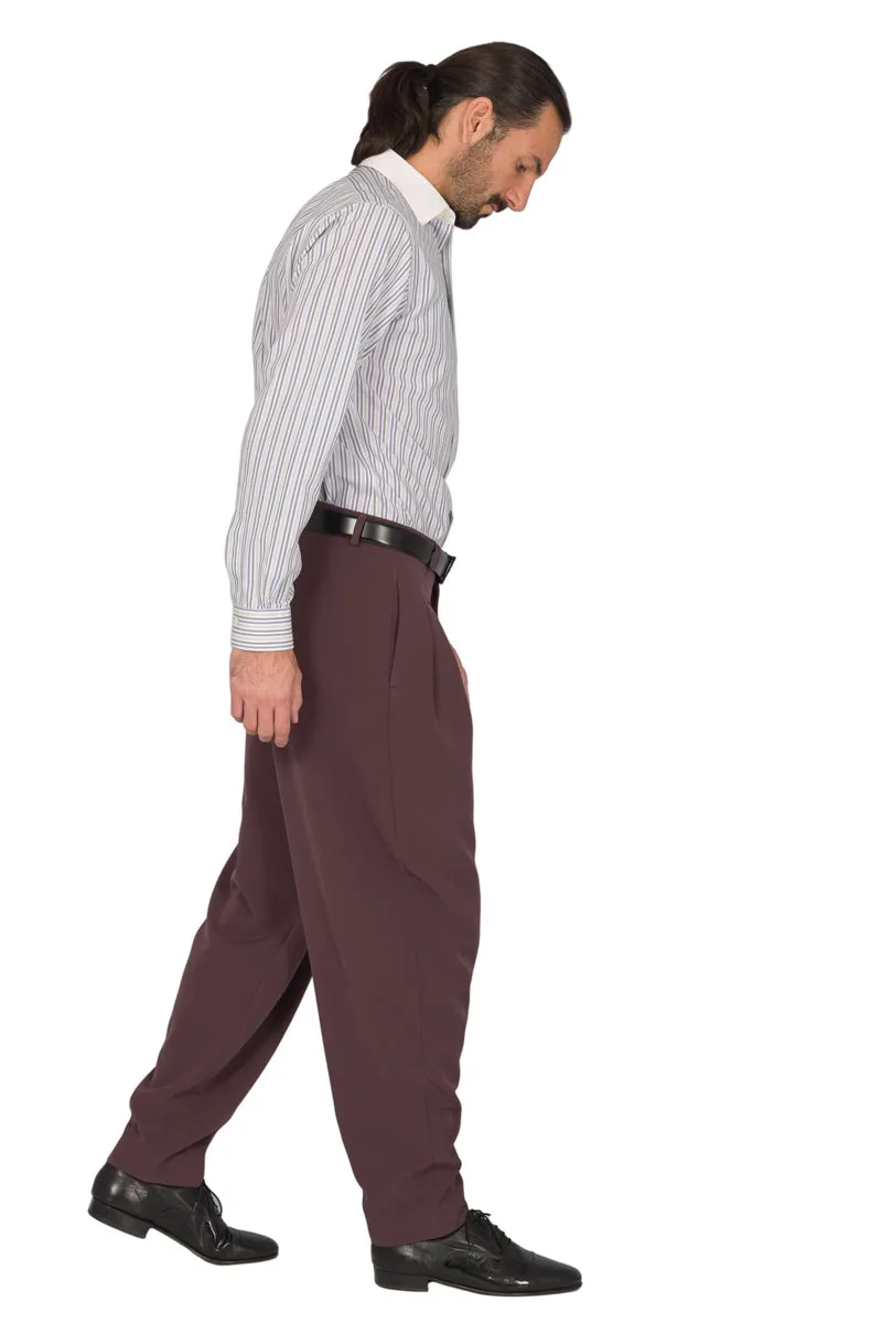 Tapered Eggplant Tango Pants With Two Inverted Pleats