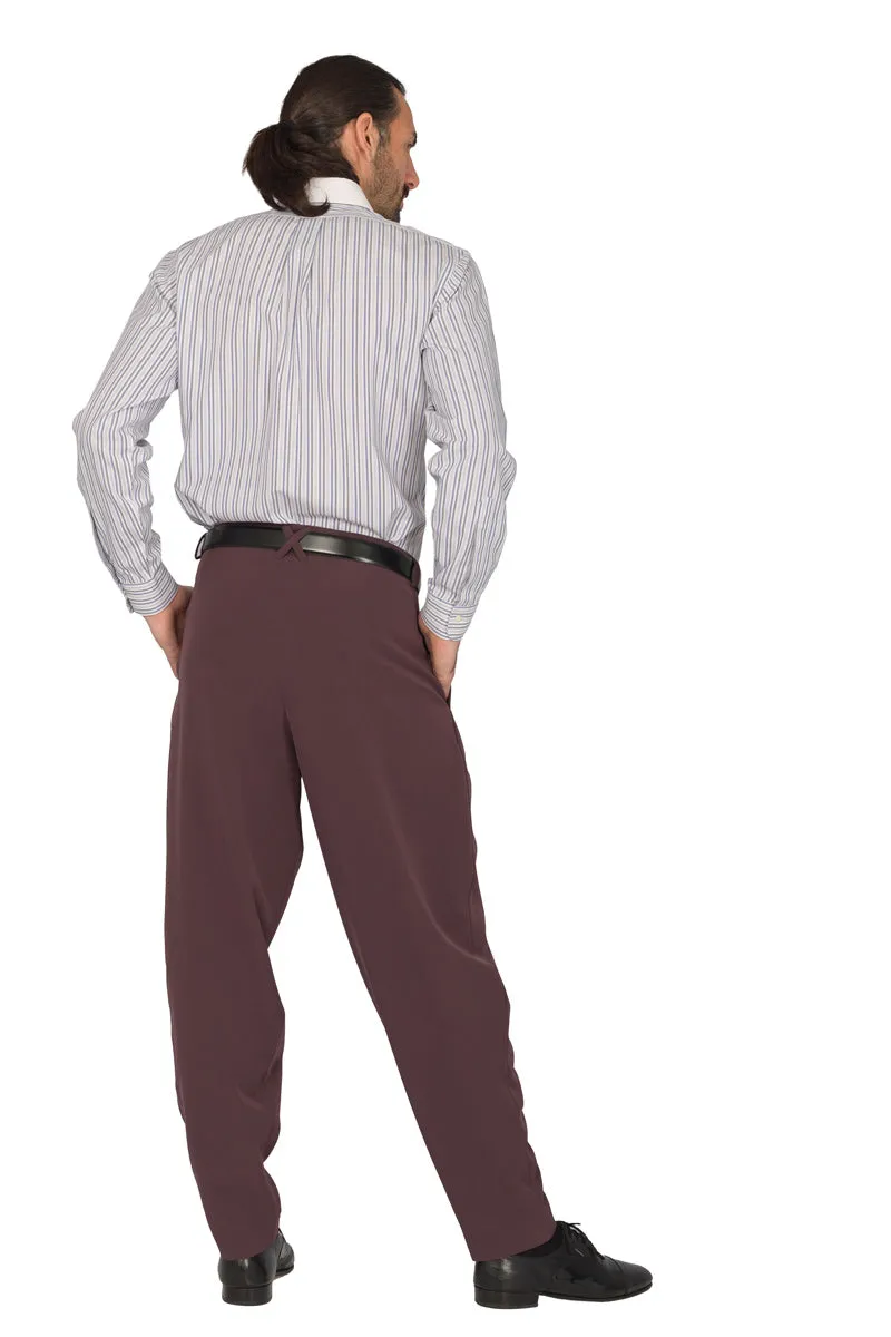 Tapered Eggplant Tango Pants With Two Inverted Pleats