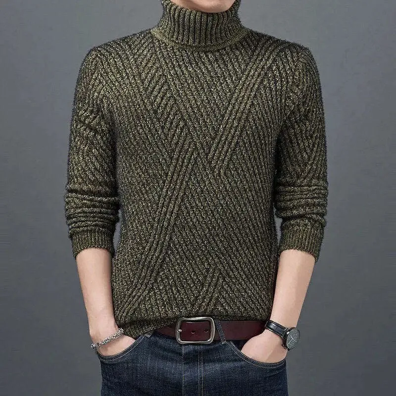 Turtleneck Men's Knit Wool Sweater