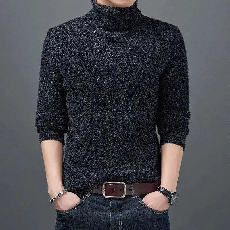 Turtleneck Men's Knit Wool Sweater