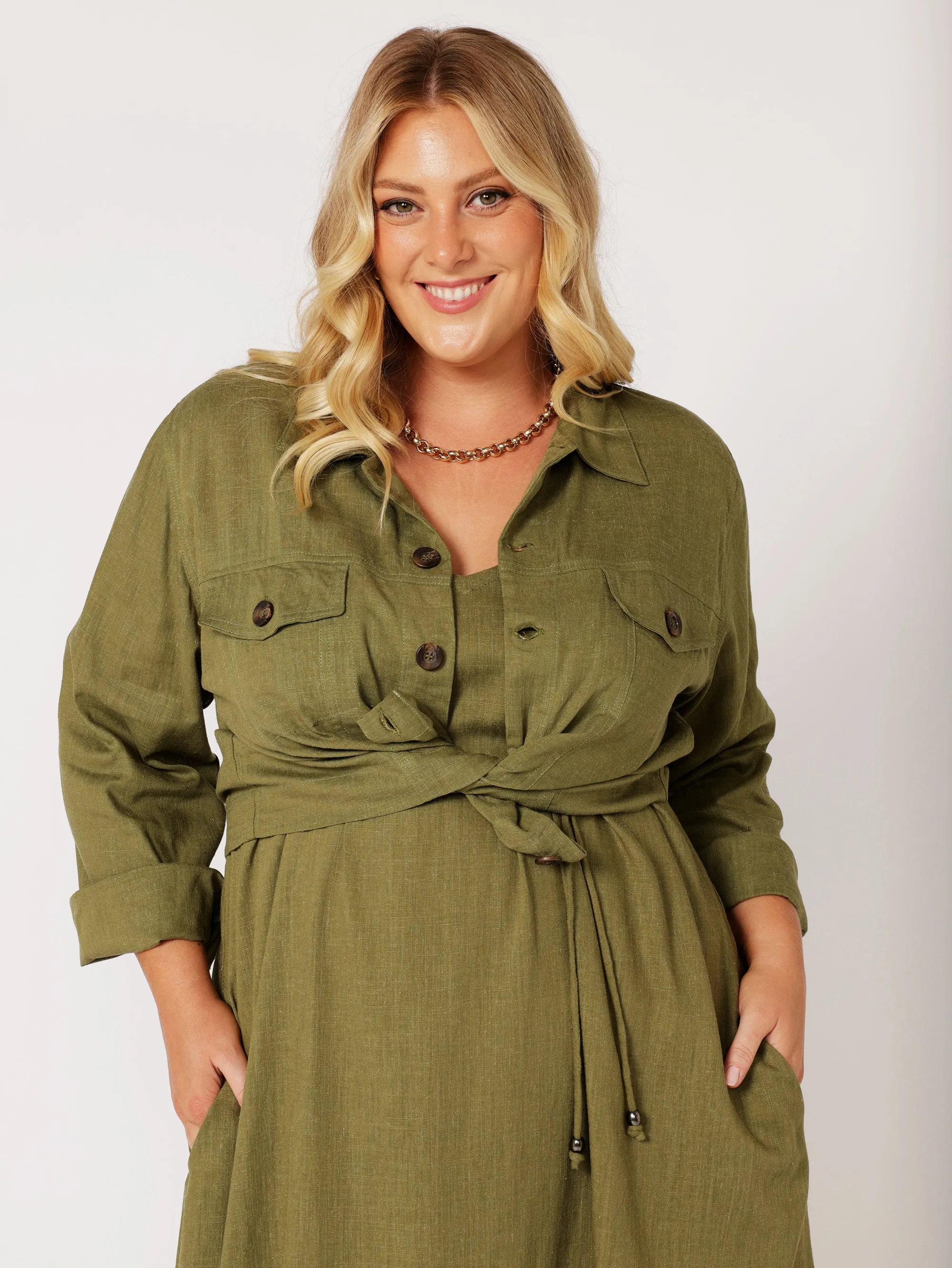 Vegas Jacket CROPPED | Olive | Viscose Linen
