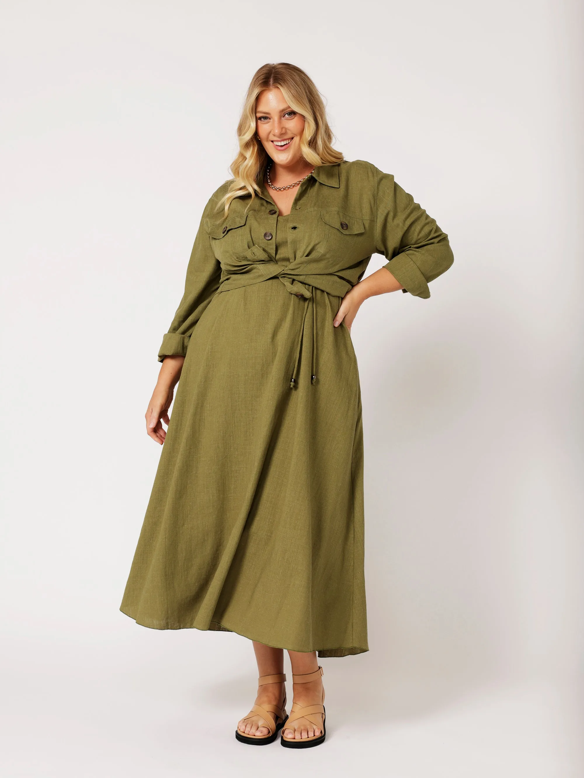Vegas Jacket CROPPED | Olive | Viscose Linen