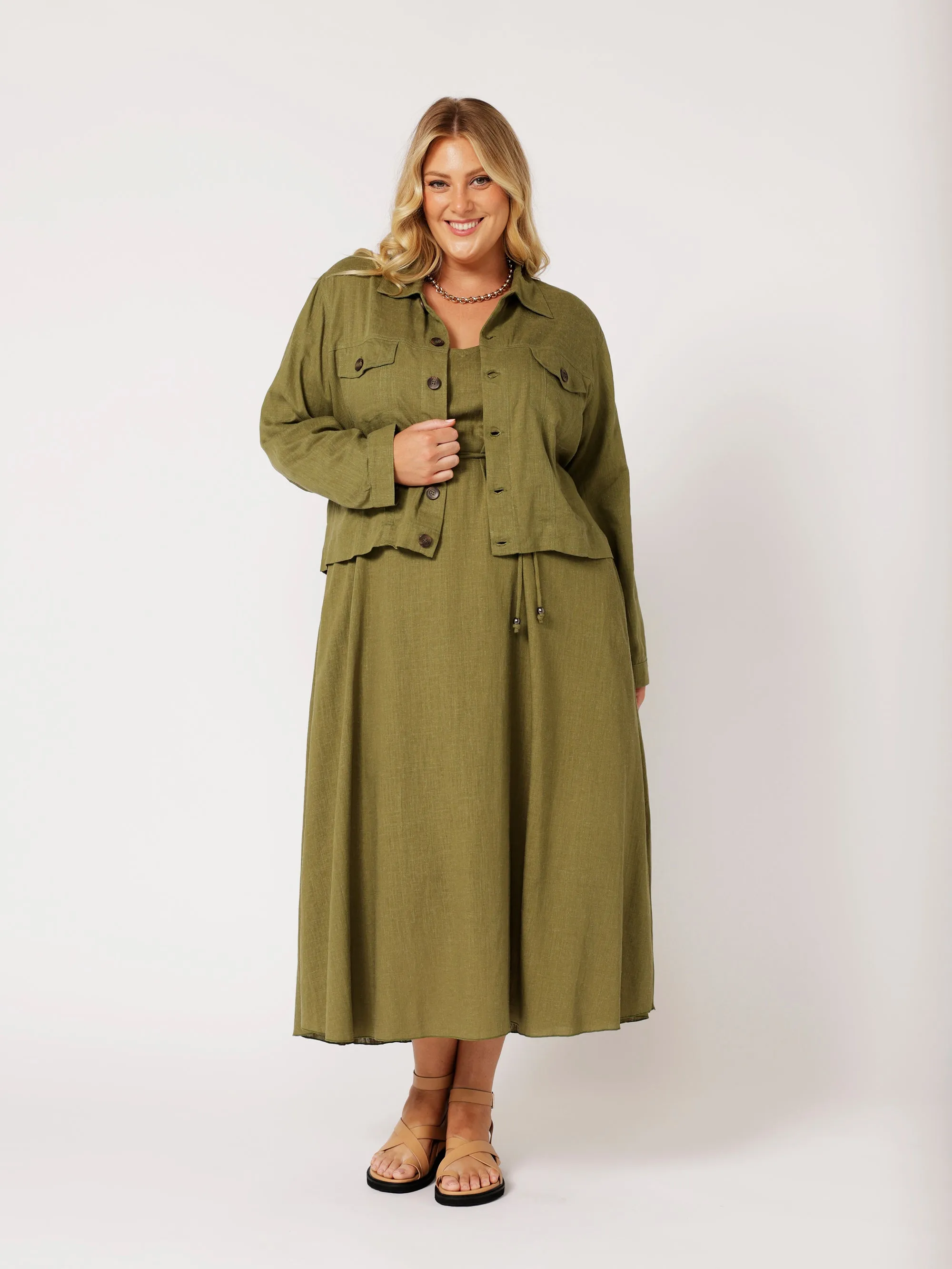 Vegas Jacket CROPPED | Olive | Viscose Linen