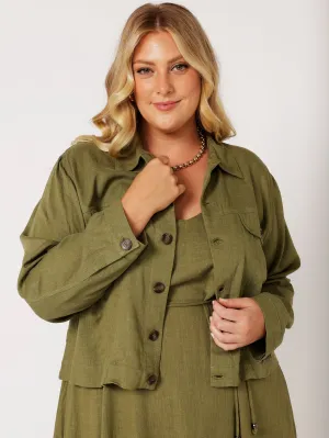 Vegas Jacket CROPPED | Olive | Viscose Linen