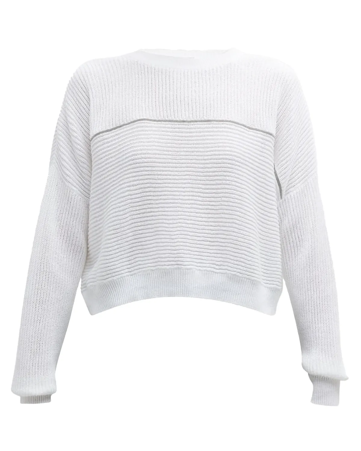 White Ribbed Monili Stripe Sweater