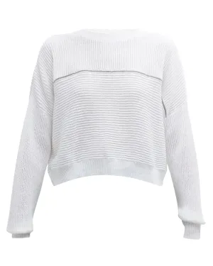 White Ribbed Monili Stripe Sweater