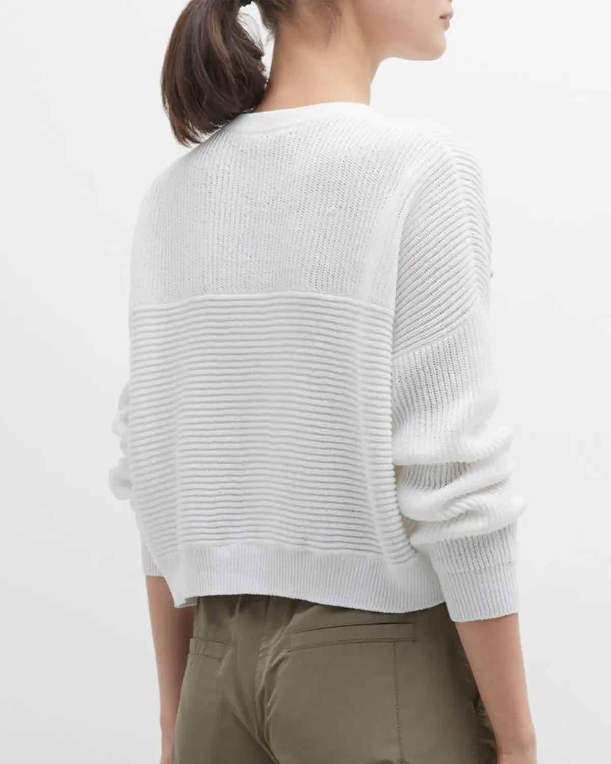 White Ribbed Monili Stripe Sweater