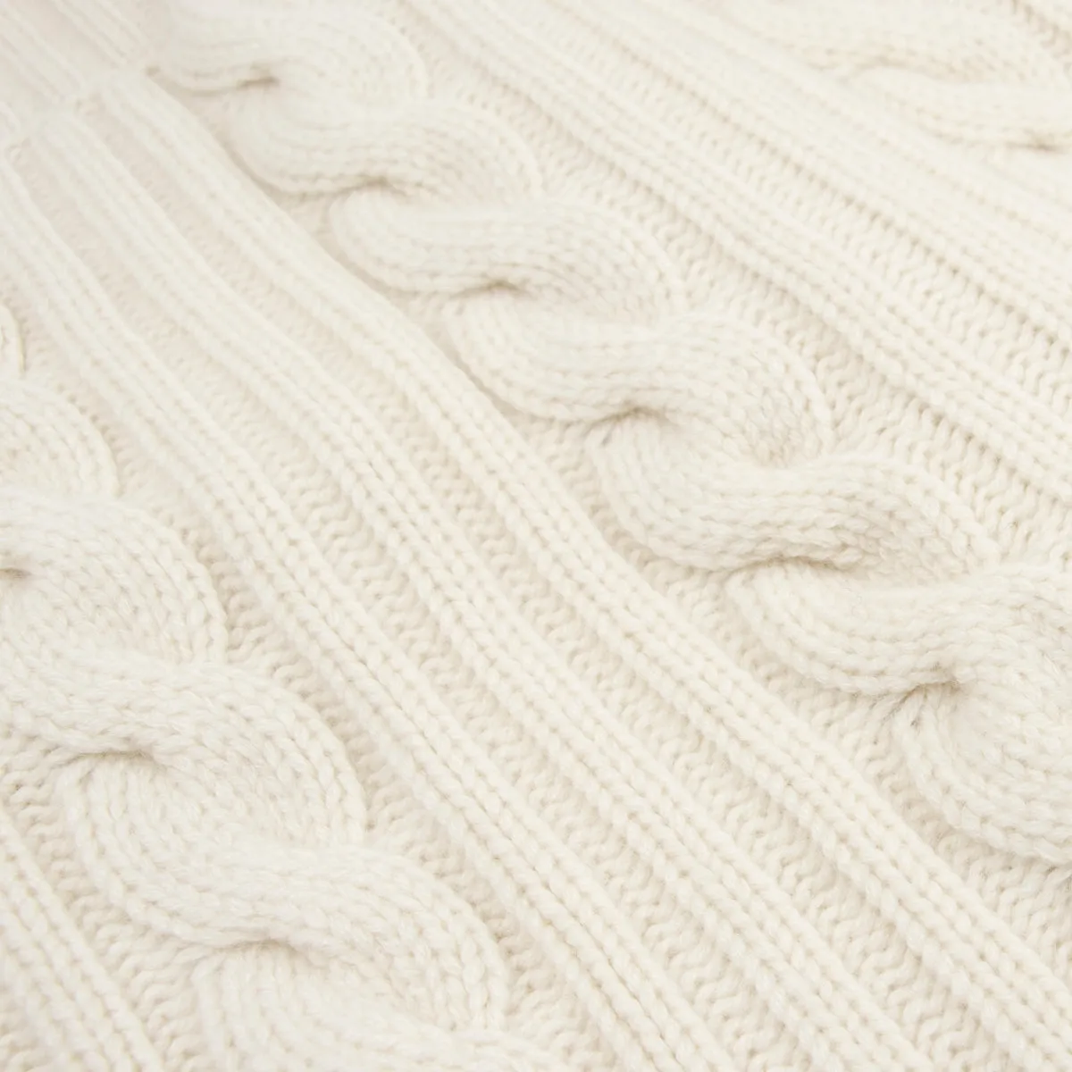 White Undyed Balmour 8Ply Shawl Collar Cable Cashmere Cardigan