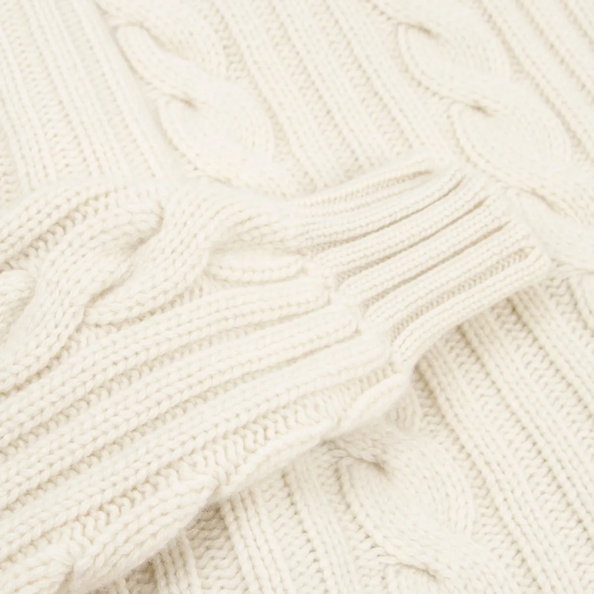 White Undyed Balmour 8Ply Shawl Collar Cable Cashmere Cardigan