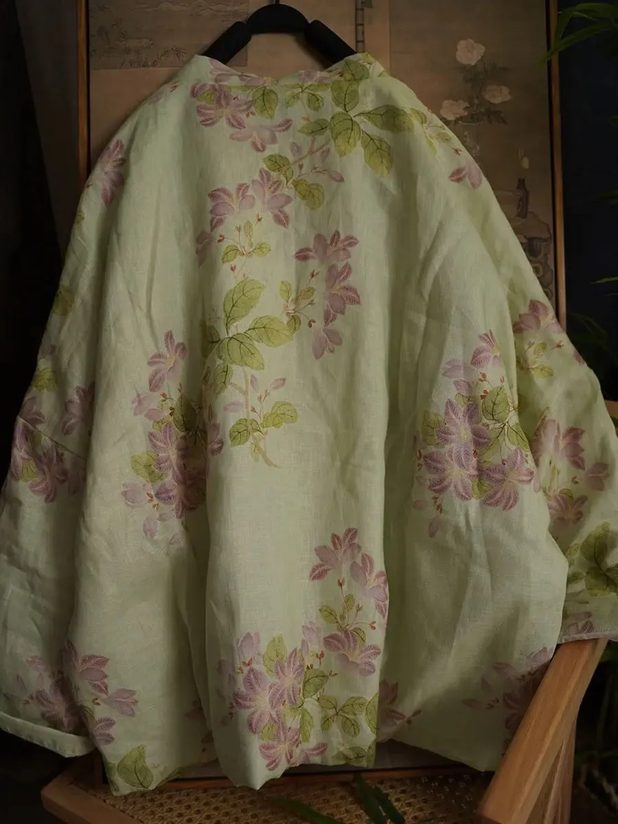 Women Floral Print Padded Coat