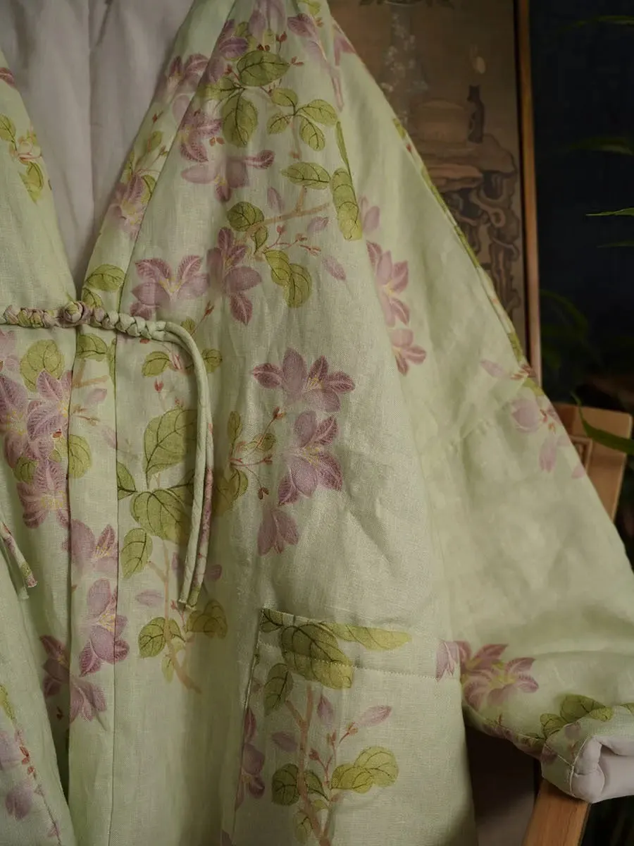Women Floral Print Padded Coat