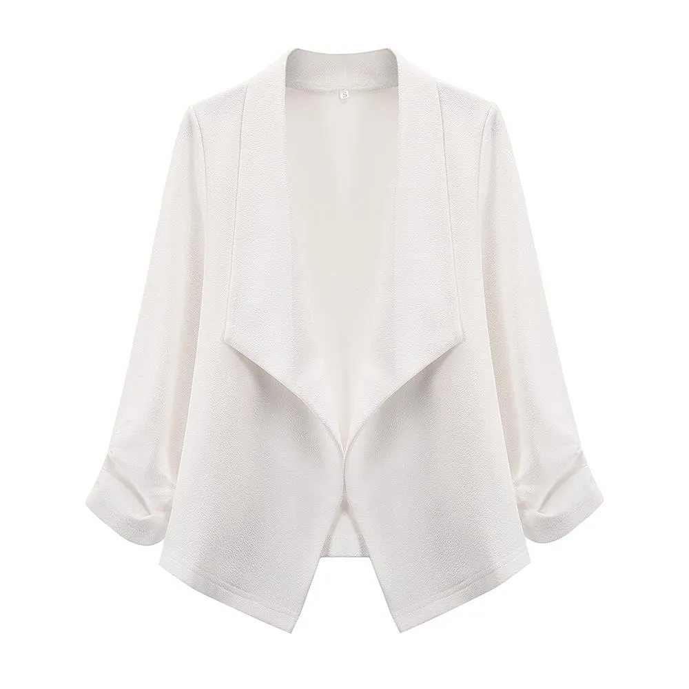Women shawl collar half sleeve slim fit top coats