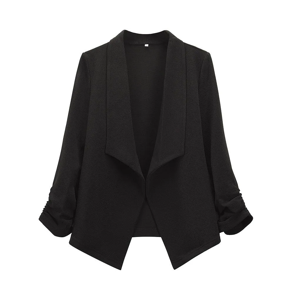 Women shawl collar half sleeve slim fit top coats