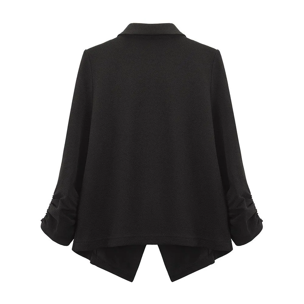 Women shawl collar half sleeve slim fit top coats