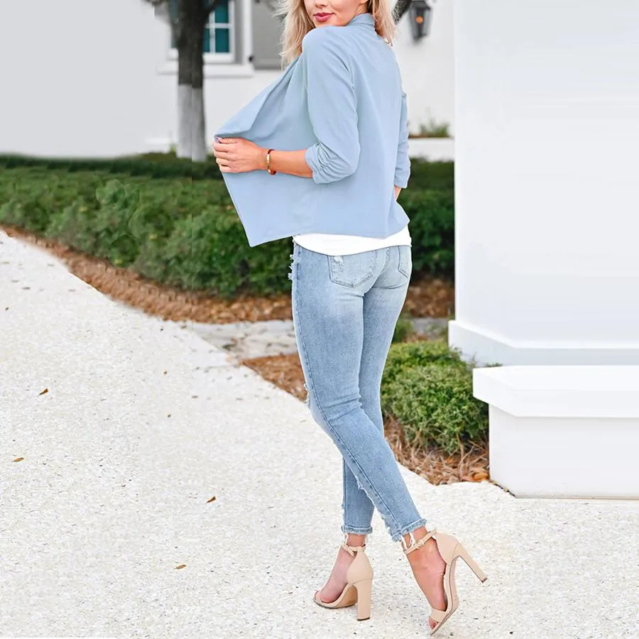 Women shawl collar half sleeve slim fit top coats