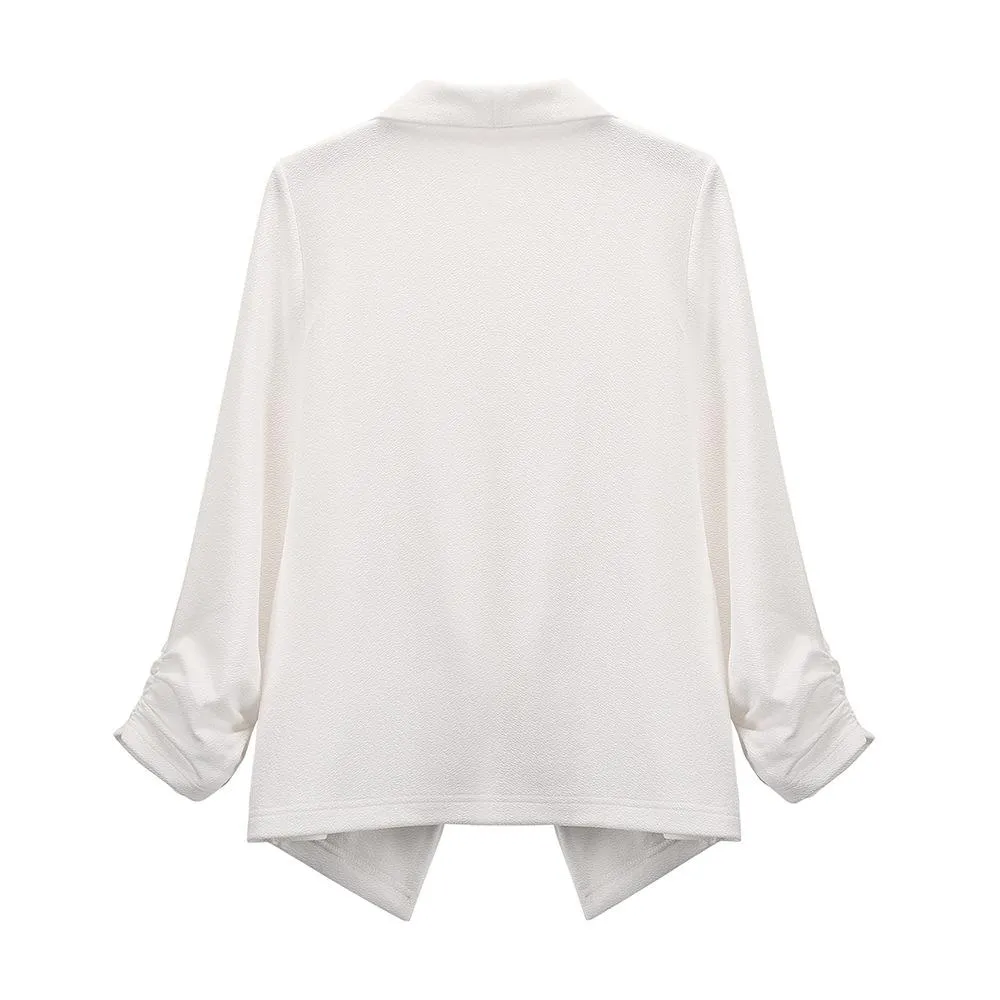 Women shawl collar half sleeve slim fit top coats