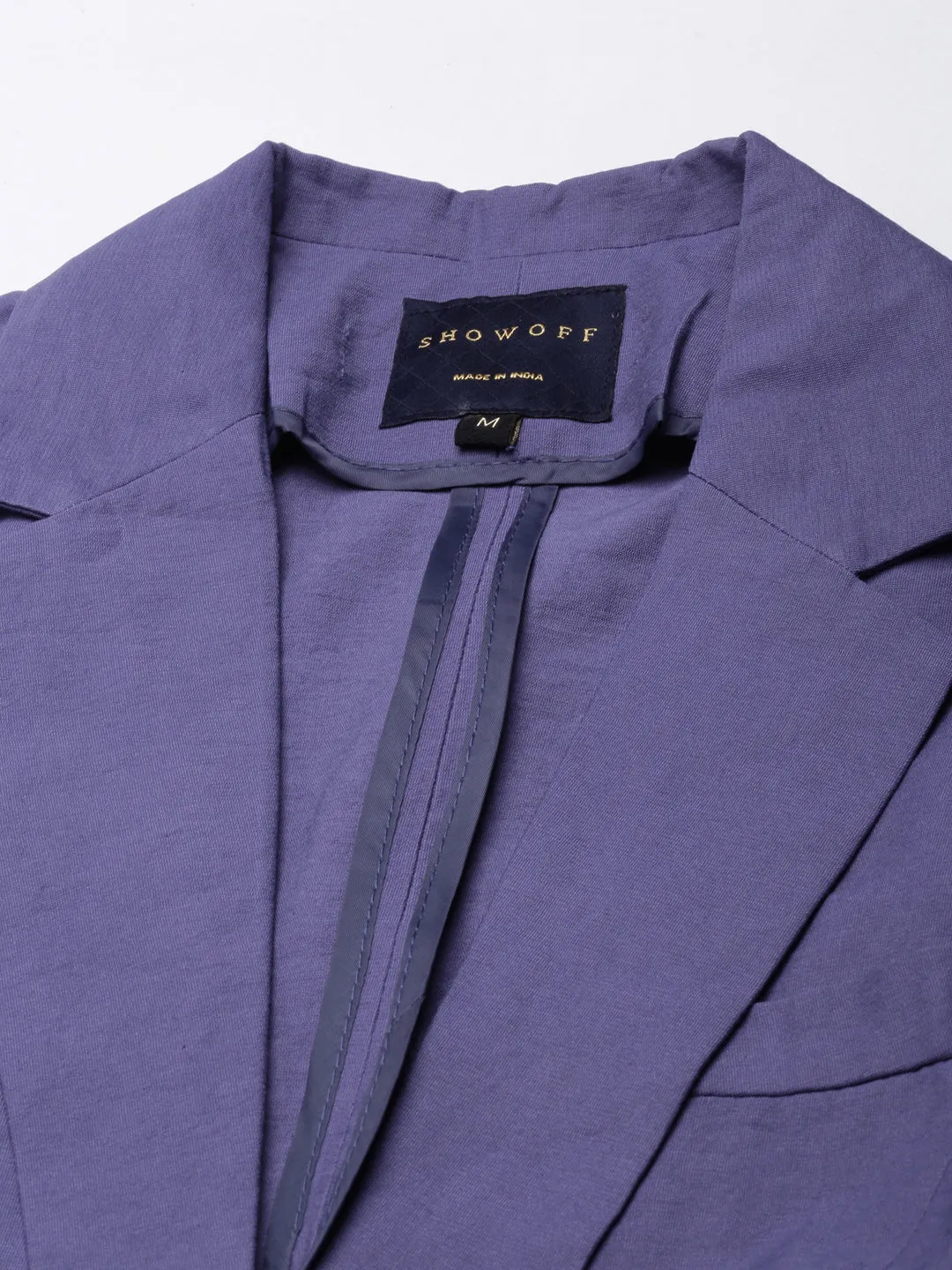 Women Violet Notched Lapel Collar Single Breasted Slim-Fit Blazer