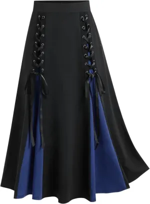 Women's High Waisted Renaissance Skirts Lace Up Medieval Maxi Skirts Long Skirts Halloween Vintage Victorian Skirts