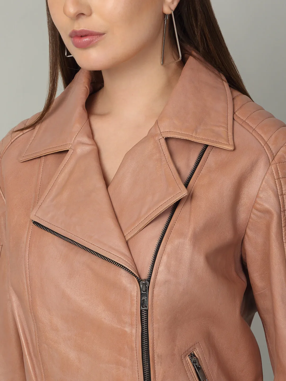 Women's Rose Leather Biker Jacket