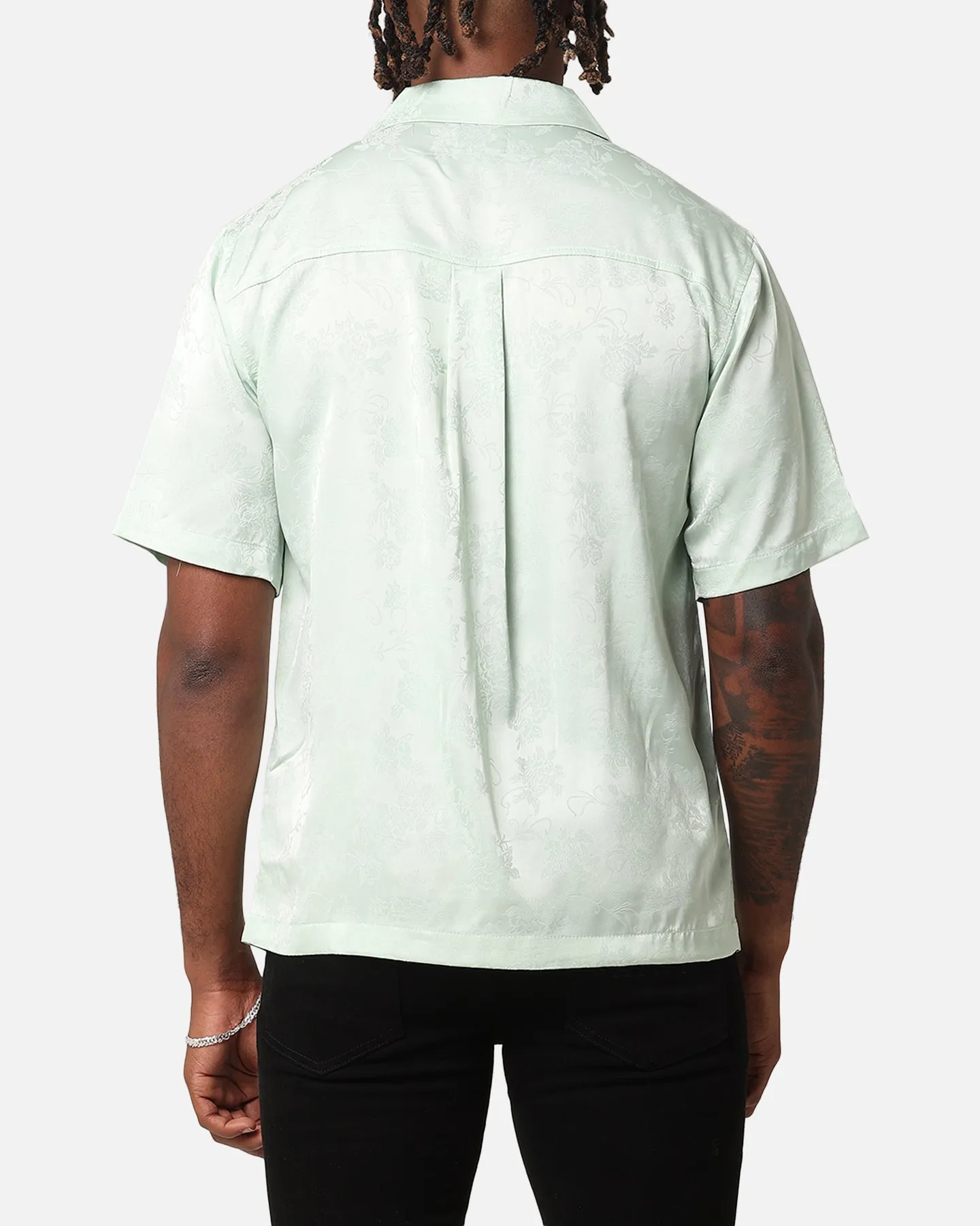 XXIII Carry Satin Button Up Shirt Sage Green