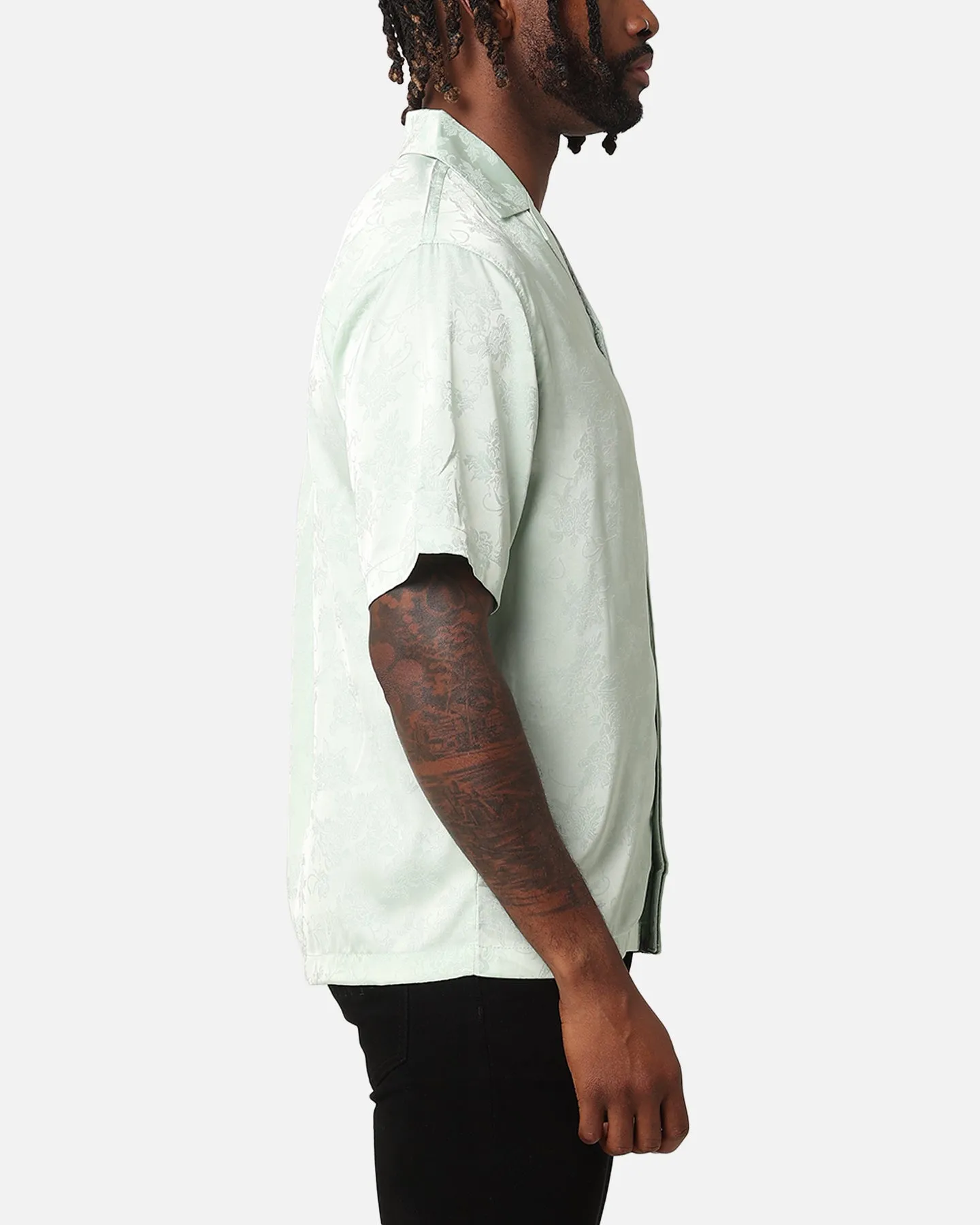 XXIII Carry Satin Button Up Shirt Sage Green