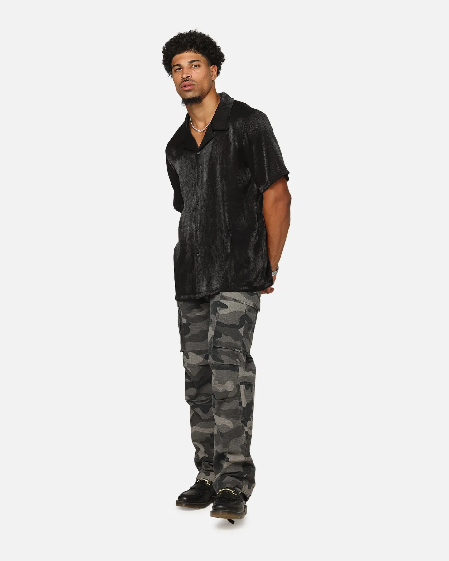 XXIII Diamond Button Up Shirt Black